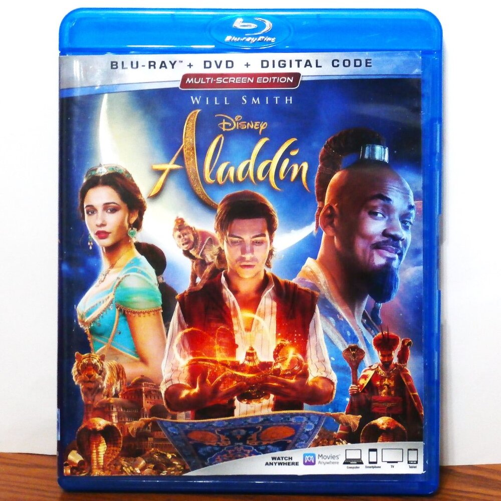 Disney ALADDIN Blu-ray + DVD 2-Disc Set Will Smith, Mena Massoud, Naomi Scott